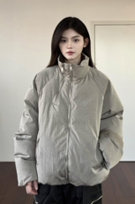 日系复古廓形立领棉服男潮流休闲宽松纯色面包服棉衣外套，男装棉衣，星座218-8