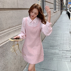温柔少女感娃娃领衬衫连衣裙套装女2025秋季小香风气质减龄小个子，女装衬衫，2D014