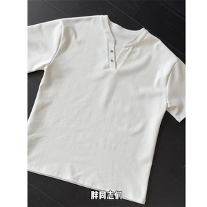现货A20特P28 网图 龙叨叨同款潮流纯色高级感V领正肩短袖百搭T恤图片