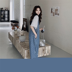 现货-夏季新款时尚休闲爱心背带裤203-8902-135-198，女装连体裤，帛锦泉