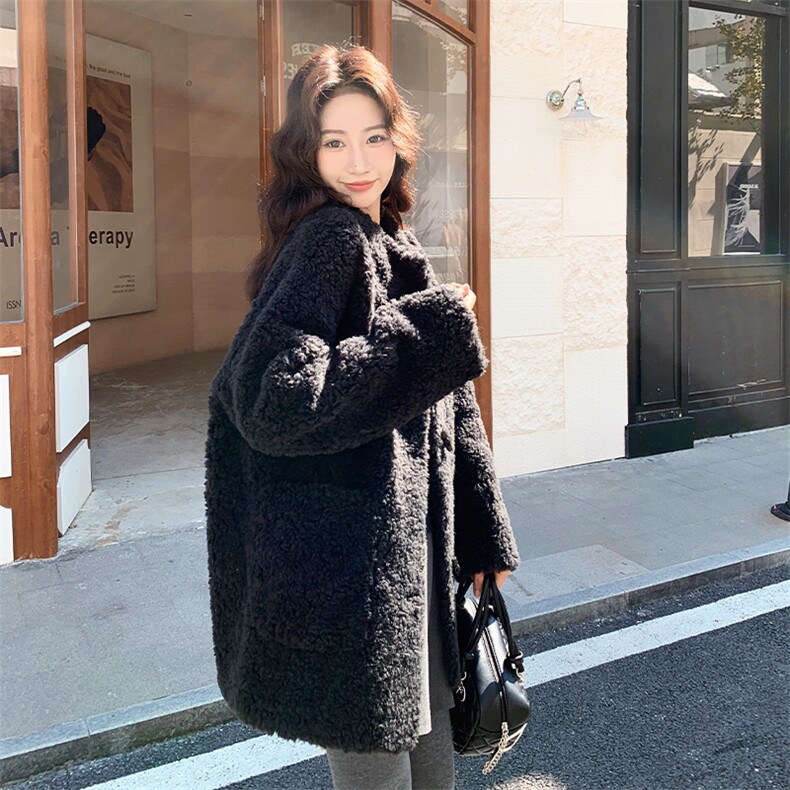 新款黑色毛毛外套760-P235-K338,女装短外套,2C108