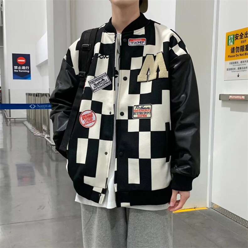 潮流夹克潮男春季棒球领夹克双层植绒刺绣JW1123P55图片