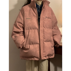 1中性立领PU皮复古做旧金属印花字母设计棉衣男MY77732P130控178图片