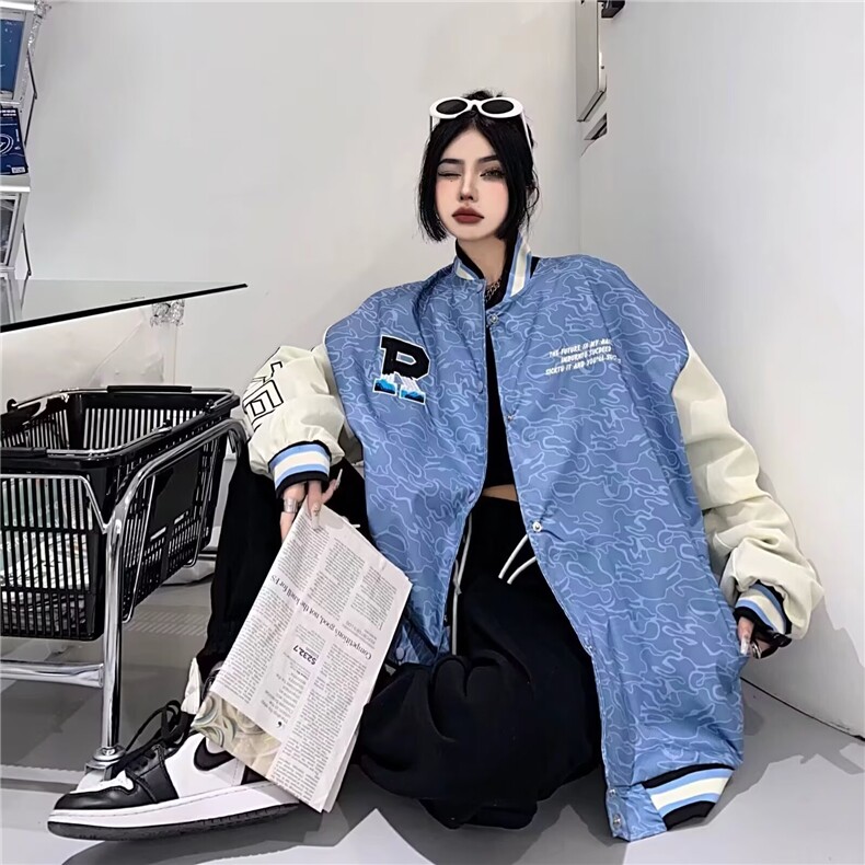 Z48-P49新款棒球服男女休闲运动外套春秋季宽松情侣夹克潮流,男装夹克,电商B323A