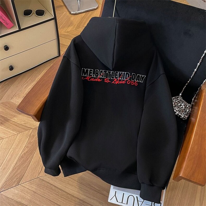 万针刺绣结构设计重磅秋冬全棉高品质美式高街连帽卫衣外套Y7695，女装短外套，电商A486-1