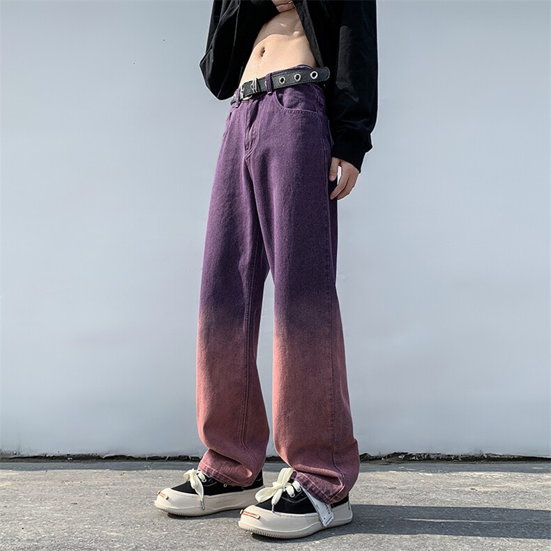 B221美式ins高街小众渐变色吊染直筒牛仔裤LK23024-P60控78,男装牛仔裤,电商B221
