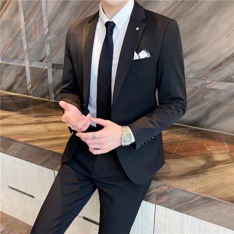 韩东大门西装男套装韩版新郎结婚英伦职业装修身休闲小西服纯色,男装西服套装,星座505-2（原电商A260-1)