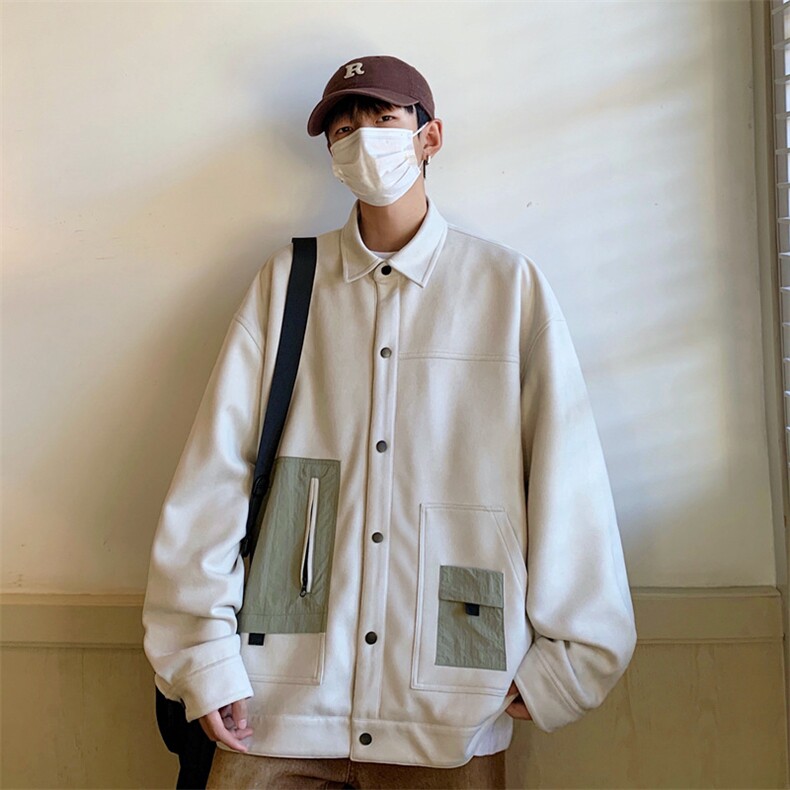 男士翻领夹克2023春季新款潮流拼接工装休闲外套JK03-P93,男装夹克,星座308B-2