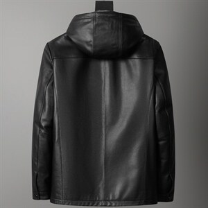 ZC2235秋冬新款羽绒服男牛皮夹克连帽外套可脱卸内胆P650图片