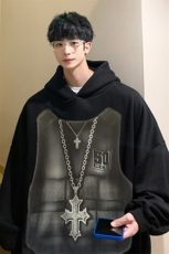 西海岸oversize连帽卫衣男小众设计感美式重磅硬挺ins潮牌外套秋，女装短外套，星座514-2(原B239)