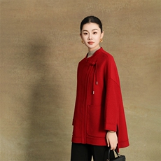 时尚潮流2024年秋季常规款百搭气质双面呢羊毛大衣，女装双面呢大衣，亿美羊绒