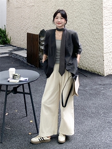 210-3278-P155-K228高级松弛感休闲条纹飘带西装外套2025年秋季图片
