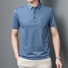 男士2022休闲商务短袖POLO衫纯色翻领中年爸爸装上衣ZL1232-P53，男装Polo衫，星座1105-3