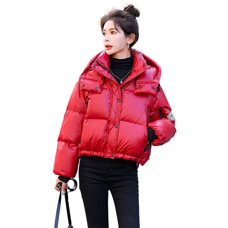 亮面羽绒服女短款冬季2026新款今年流行小个子90白鸭绒外套现货!,女装羽绒服,一安秀