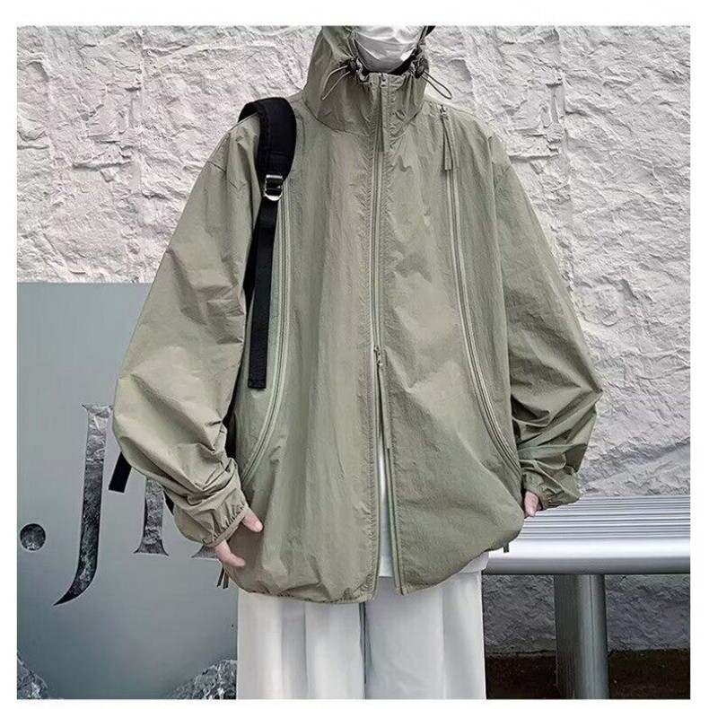 F16山系户外露营多口袋冲锋衣外套男宽松抽绳双拉链机能工装夹克,男装夹克,星座308A-1（原309B-1）