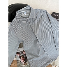 春新款大码港风条纹长袖衬衫男外套设计感衬衣情侣CS017-P30，男装衬衫，星座301C-5