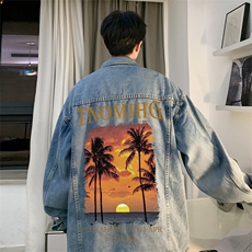 直播品质美式高街扎染印花复古水洗牛仔衣潮流夹克外套NZ11特65，男装夹克，电商A486