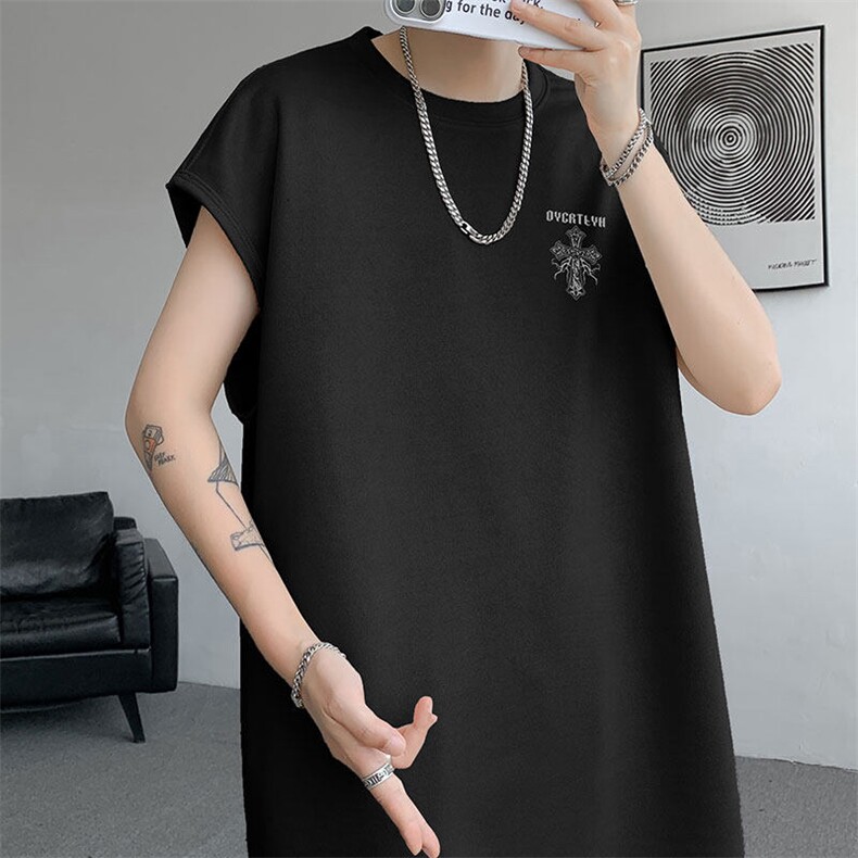 无袖背心男夏季新款港风宽松鹿皮绒圆领套头大码坎肩T9955-P25，男装背心/马甲，星座214-3