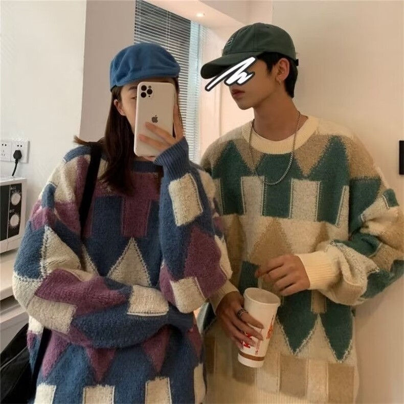 1506-1/M2541/P42圆领毛衣男秋冬季情侣套头针织衫宽松上衣服外套,男装针织衫/毛衣,星座1506-1