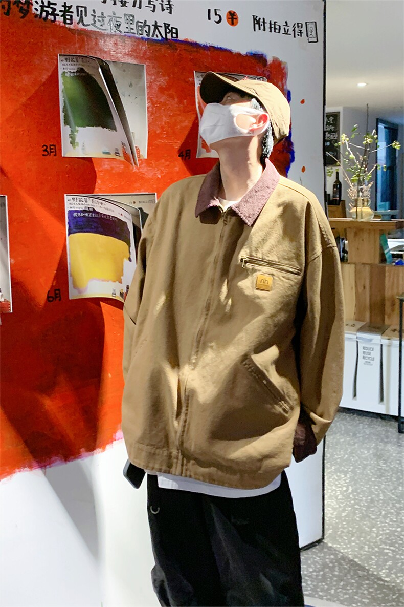 美式底特律工装夹克男2024新款春秋季高级感痞帅外套休闲宽松上衣,男装夹克,电商A003