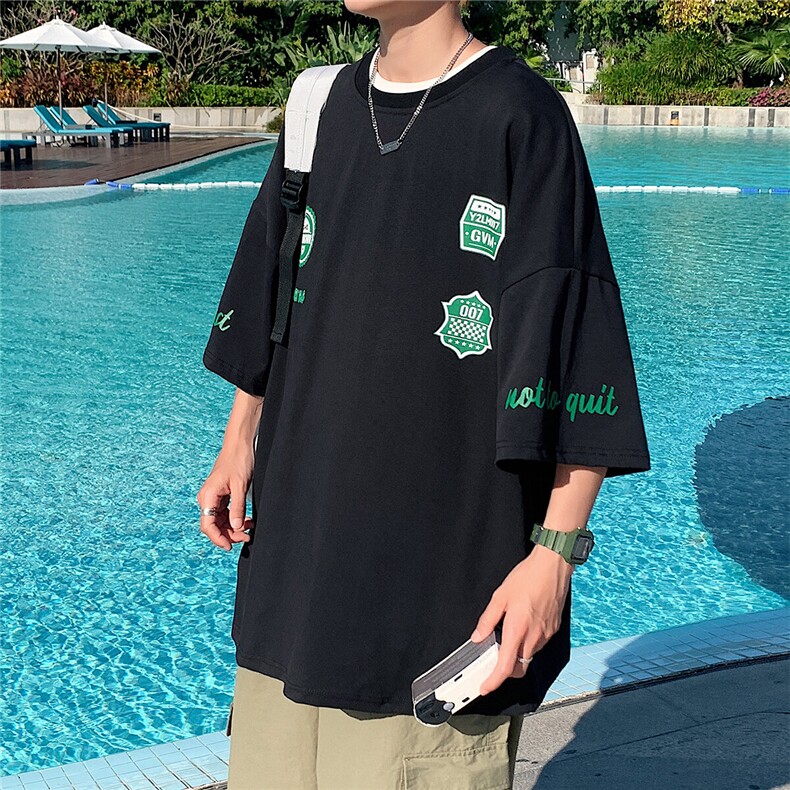 1图案已注册港风日系休闲情侣大码M-5XL风短袖DT7638P30控48,男装T恤,星座226-2