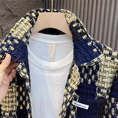 小香风外套男高级感格子夹克休闲翻领上衣春秋季衣服HH1022P58，男装夹克，星座1013-5