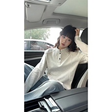 抖音得物品质美式高街重磅曼巴棉拼接cleanfit亨利领卫衣长袖T恤，男装T恤，电商A486-1
