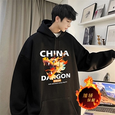 龙年卫衣冬季美式加绒加厚卫衣外套DL1735常规特P35加绒特40，男装卫衣，电商A486