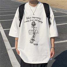 老220克纯棉玫瑰花短袖T恤男大码体恤主推差价大视频支持，男装T恤，电商A426-1(原A430-1)