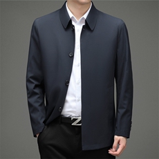 秋季男装休闲翻领夹克中老年爸爸装外套纯色上衣ZL31903-P135，男装夹克，电商B212（原钱塘6029）