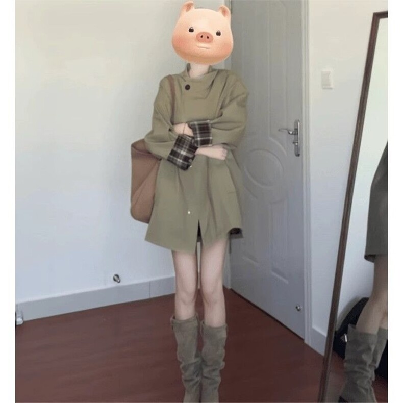 【原版做法】早秋卡其色风衣外套女2025春秋新款中长款小个子大衣,男装风衣,星座1210-1