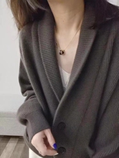 秋季新款舒适显瘦时尚双内兜针织开衫，女装羊毛衫，恒恩羊绒