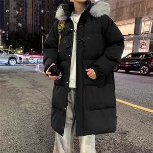 现货 中长款棉衣男冬季加厚棉袄宽松连帽毛领棉服外套M107-P120图片