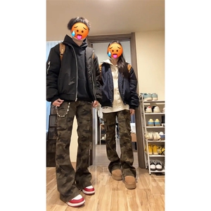 A2156TP45无差价-网图秋季美式复古迷彩微喇工装裤男vibe高街裤子图片