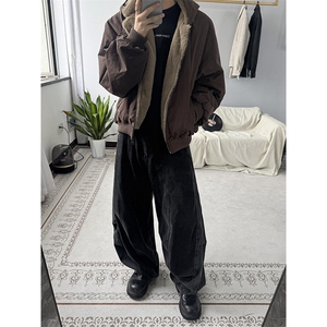 两面穿现货重磅短款座山雕棉衣男女双面穿毛毛绒棉服加厚外套图片