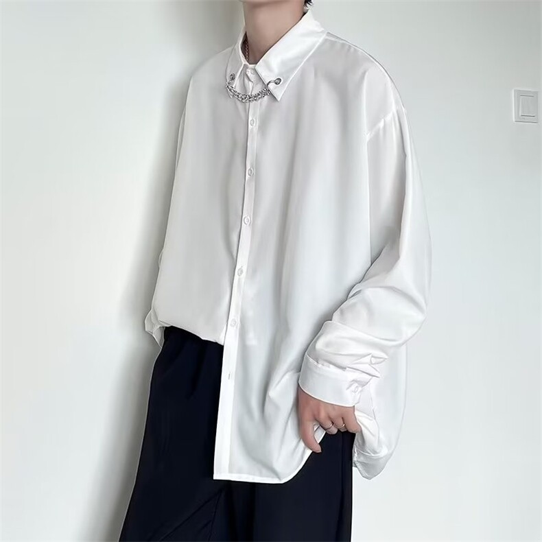 男春款宽松休闲衬衣项链带钻C634P36,男装衬衫,星座1116-2