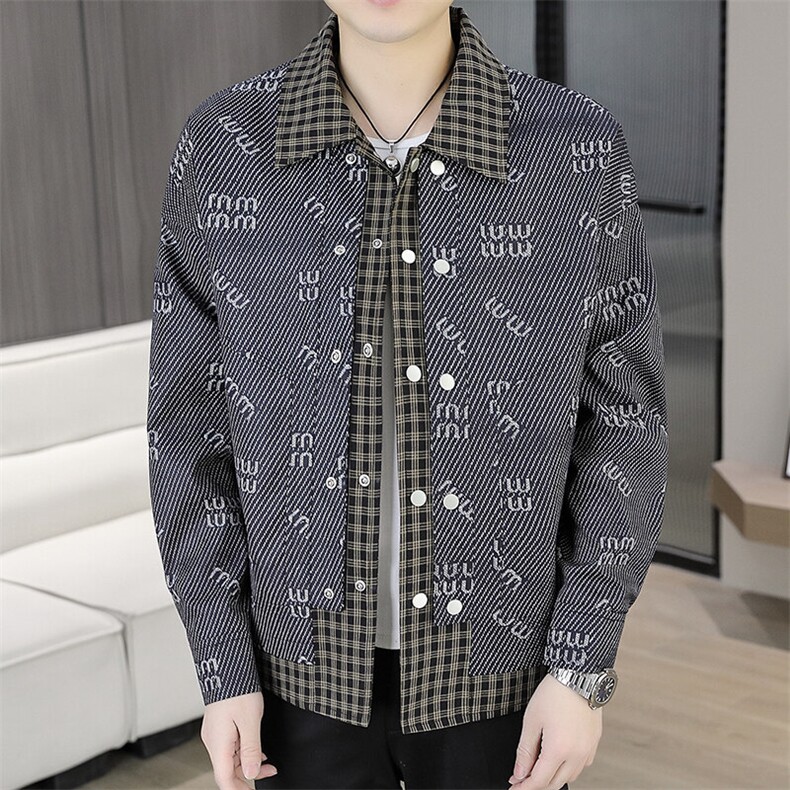 507A-JK255-P1052025春季时尚男士夹克外套假两件青年,男装夹克,星座507A（原星座306B-2）