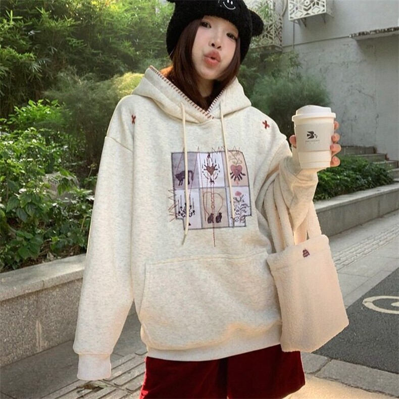 EE169-P75纯棉华棉复合真超秋冬加绒加厚2024潮刺绣连帽保暖上衣,男装卫衣,星座911-3