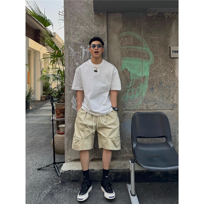 网图慎用短裤男夏季潮牌高级感纯棉宽松休闲五分裤310A-DK18-P30,男装牛仔裤,四季星座310A