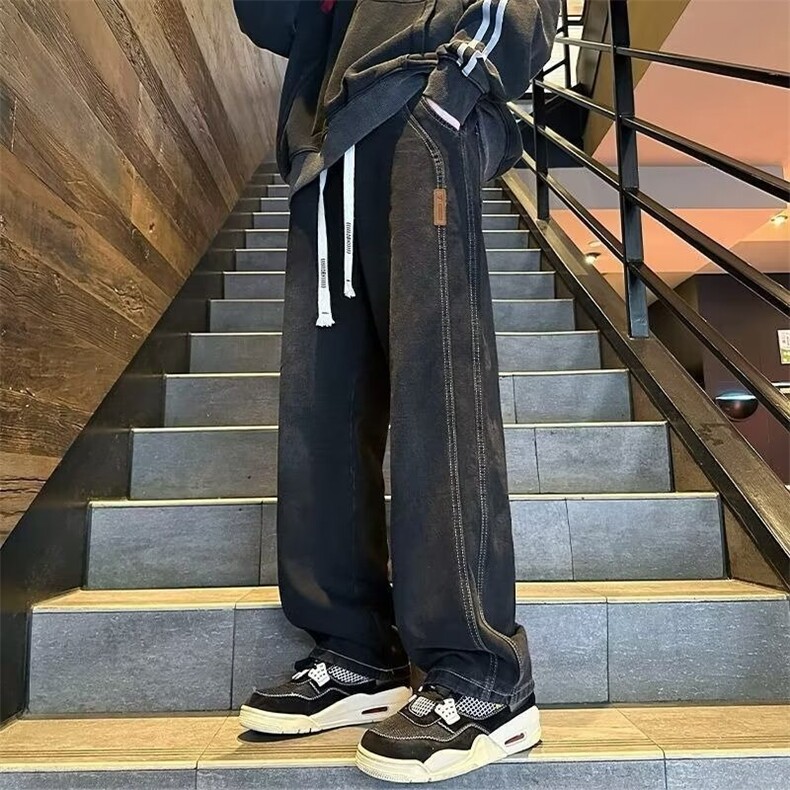 2026秋冬季直筒牛仔裤男士美式宽松潮牌高街休闲阔腿长裤子,男装牛仔裤,星座1210-1