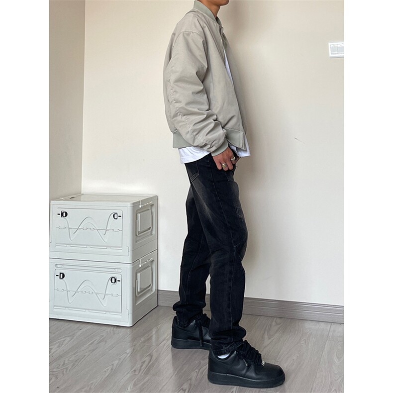 B221美式ins高街小众百搭泥黄色小脚牛仔裤LK23009-P55控78,男装牛仔裤,电商B221