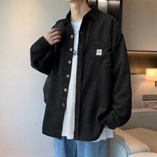 2022新款复古休闲外套港风长袖衬衣春季灯芯绒衬衫男款W2437-P32，男装衬衫，星座512-2