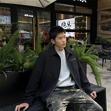 秋季2025老钱风抖音纯色休闲立领夹克店主风A236-82521-P125，男装夹克，电商A236