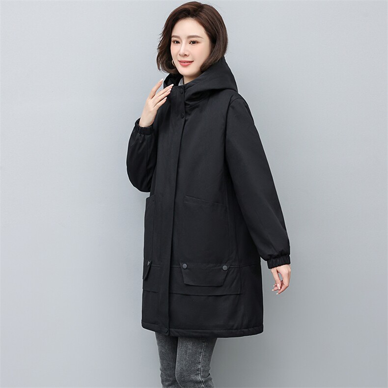 派克服棉衣中长款2022年新款冬季大码宽松加绒加厚外套,女装派克服,忆绮罗
