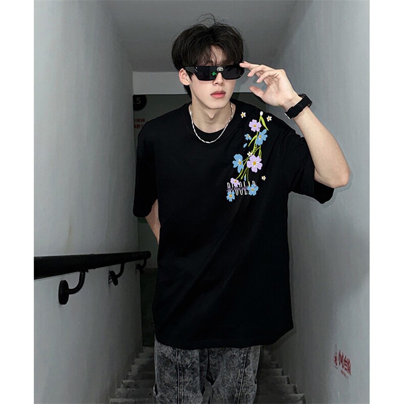 万针全刺绣解构设计260克重磅双纱纯棉高品质美式高街短袖T恤特39，男装T恤，电商A486