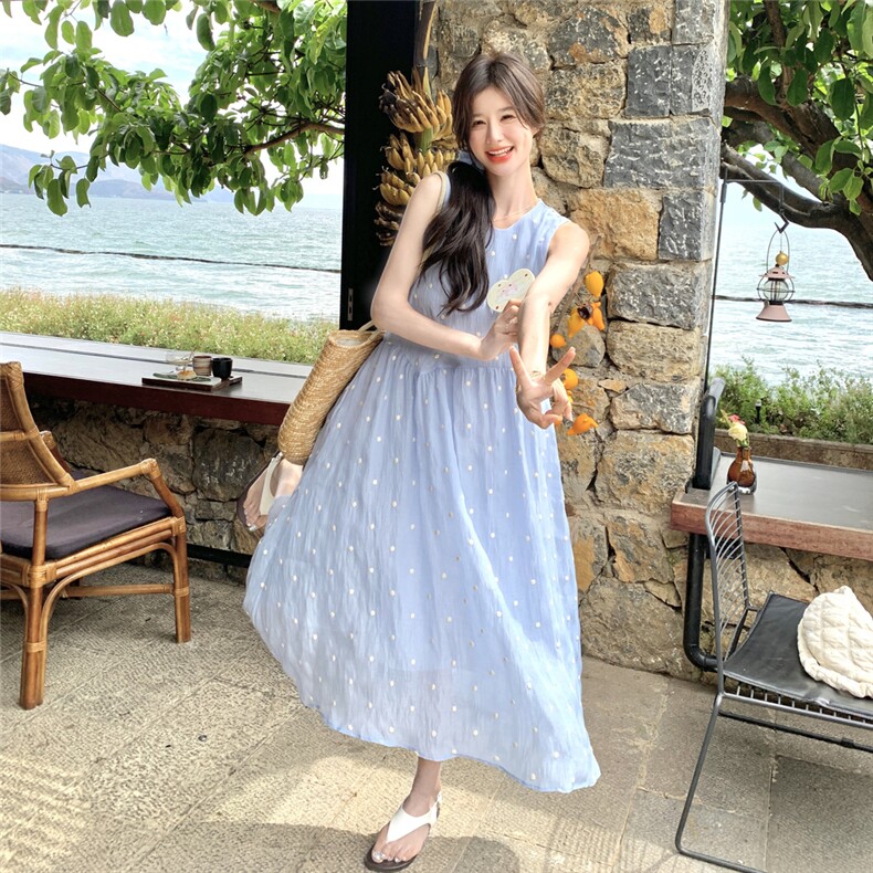 现货波点连衣裙配头绳2582P145K218,女装连衣裙,2C201