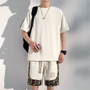 夏季刺绣休闲运动套装男T恤一套五分短裤两件套A266-TZ9908-P50图片