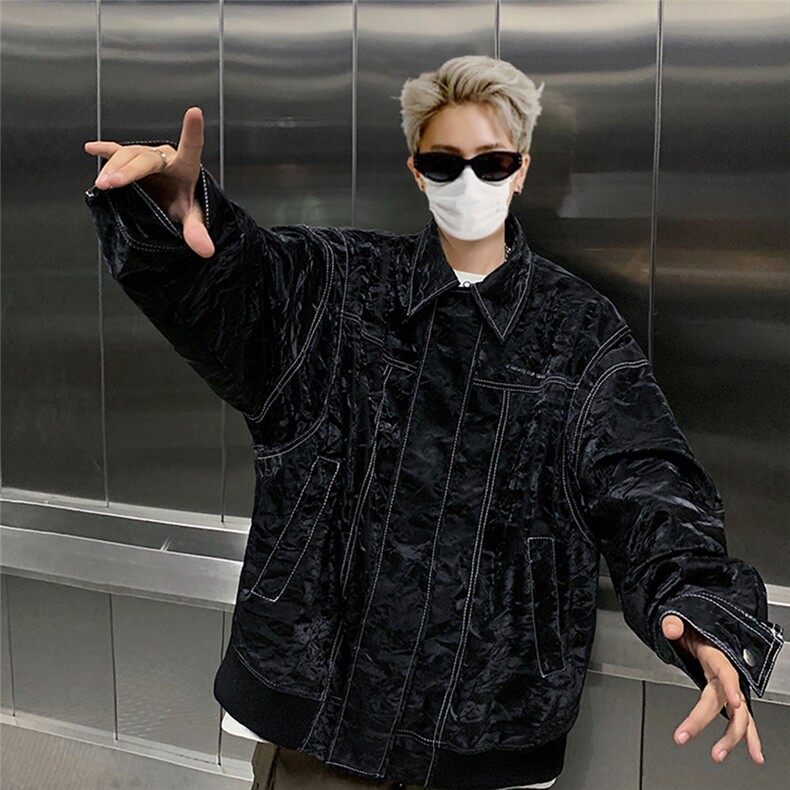 现货不缺货欧美水洗皮衣宽松假两件外套夹克1209-1-JK17-P108，男装夹克，星座1209-1