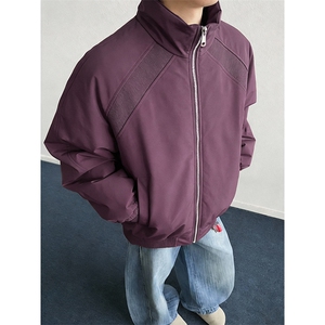 高品质春装新款老钱风美式高街解构立领棒球服飞行夹克潮休闲外套图片