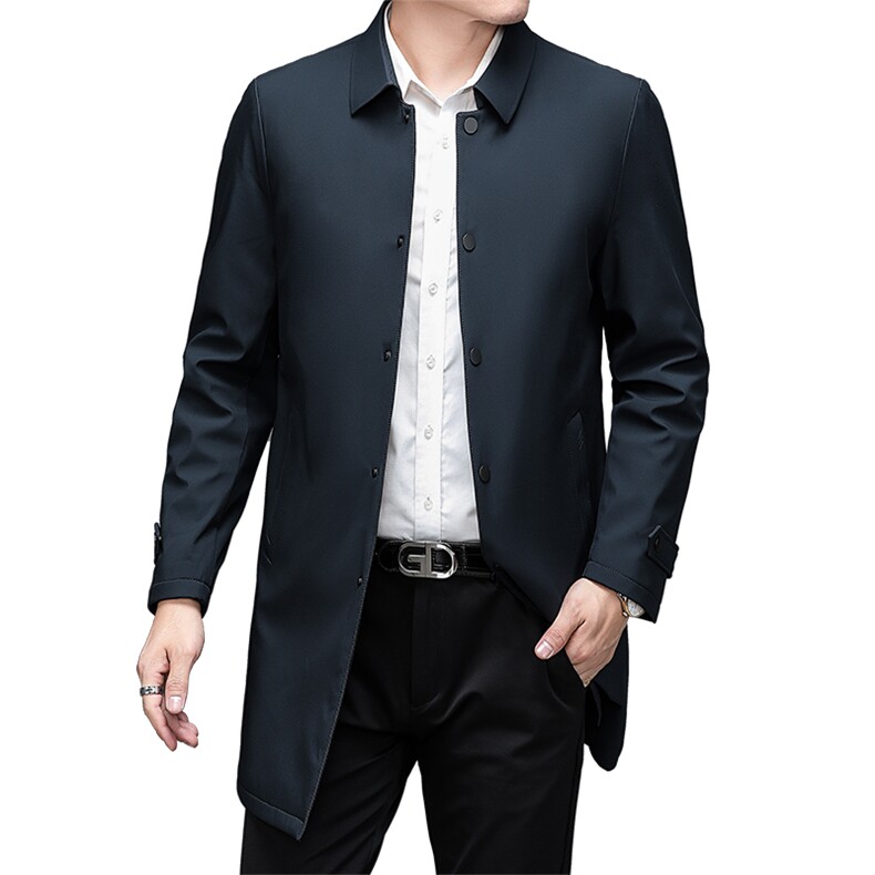 DZ62199钱塘2020-3中年男士长款商务休闲翻领简约冬季风衣P170,男装风衣,钱塘207-3